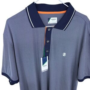 NEW Izod Golf‎ Polo Shirt XL Mens Blue Orange Ringer Golfing